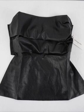 NONchalant Black Strapless Leather Tube Top Crop Top size XS